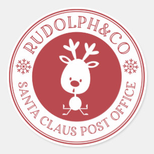 Christmas Reindeer Santa Claus Post Office Classic Round Sticker