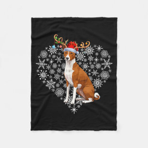 Christmas Reindeer Santa Hat Basenji Lovers Xmas Fleece Blanket