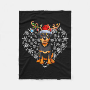 Christmas Reindeer Santa Hat Rottweiler Lovers Xma Fleece Blanket