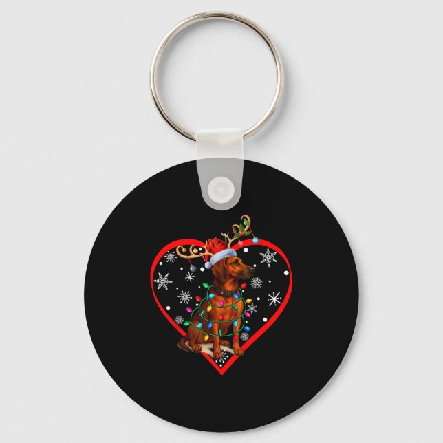 Christmas Reindeer Santa Love Coonhound Lovers Xma Key Ring (Front)