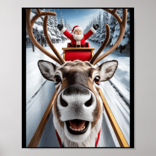 Christmas Reindeer Selfie Santa Funny Family Match Poster