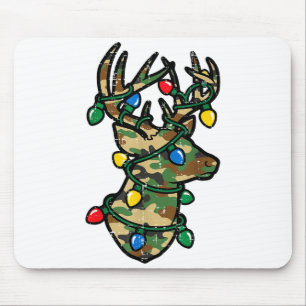 Christmas Reindeer Silhouette Camo Xmas Lights Men Mouse Mat
