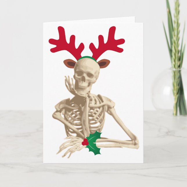 christmas reindeer skeleton holiday card (Front)