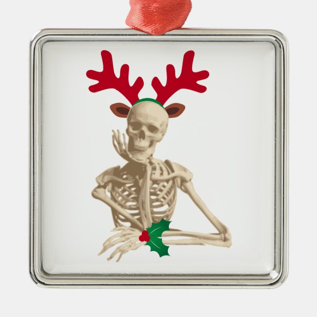 christmas reindeer skeleton metal tree decoration (Front)