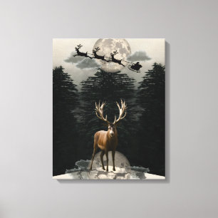 Christmas Reindeer & Sleigh Canvas Wall Art
