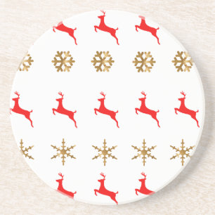Christmas Reindeer Snowflake gold red Coaster