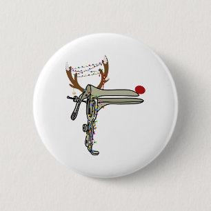 Christmas Reindeer Speculum Nurse Obgyn Obstetrics 6 Cm Round Badge