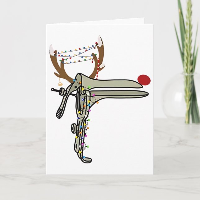 Christmas Reindeer Speculum Nurse Obgyn Obstetrics Card (Front)