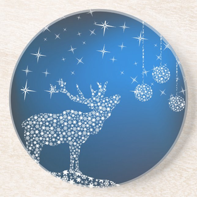 Christmas Reindeer & Stars Coaster (Front)