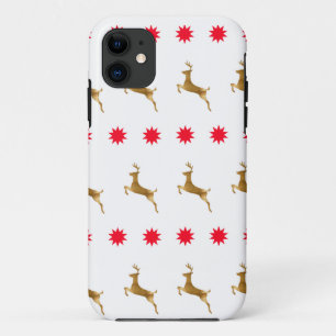 Christmas Reindeer Stars gold red iPhone 11 Case