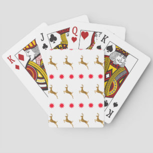 Christmas Reindeer Stars gold red Playing Cards