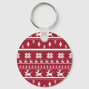 Christmas Reindeer Stripe Keychain