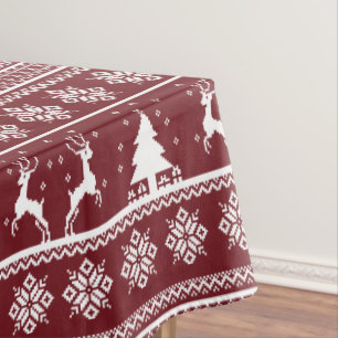 Christmas Reindeer Sweater Pattern Tablecloth