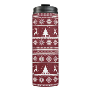 Christmas Reindeer Sweater Pattern Thermal Tumbler
