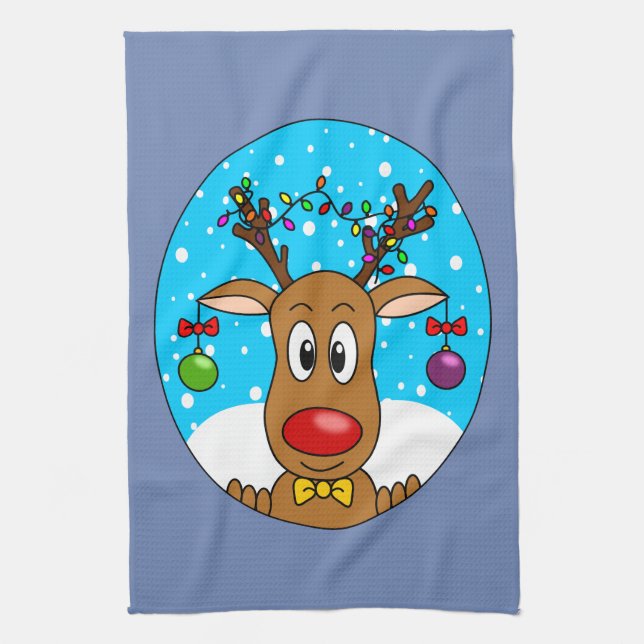 Christmas Reindeer Tea Towel (Vertical)