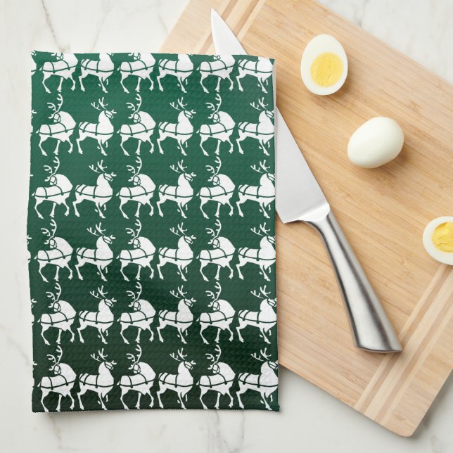 Christmas Reindeer Towel Custom Holiday Tea Towels (Quarter Fold)