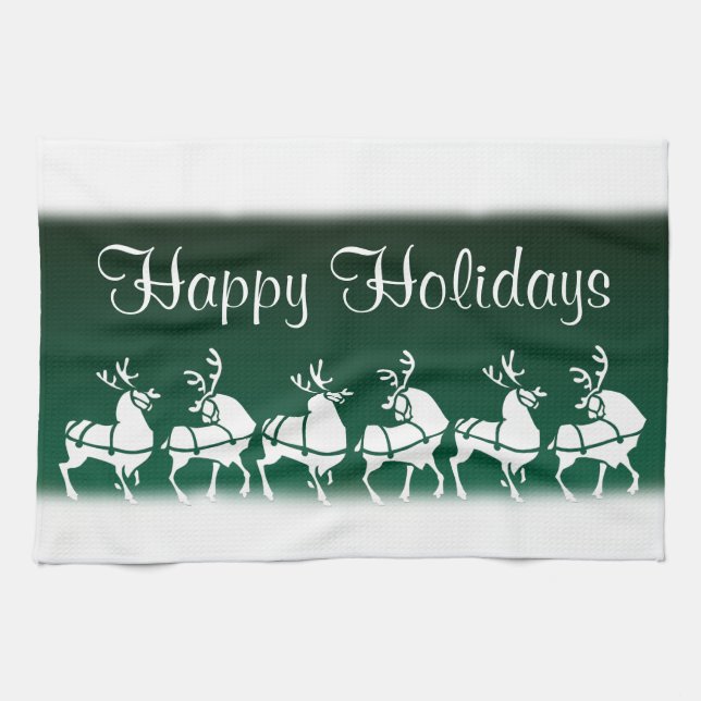 Christmas Reindeer Towel Custom Holiday Tea Towels (Horizontal)