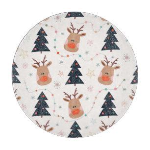 Christmas Reindeer Tree Hand Drawn Cutting Board