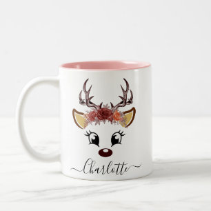 Christmas Reindeer Two-Tone Coffee Mug