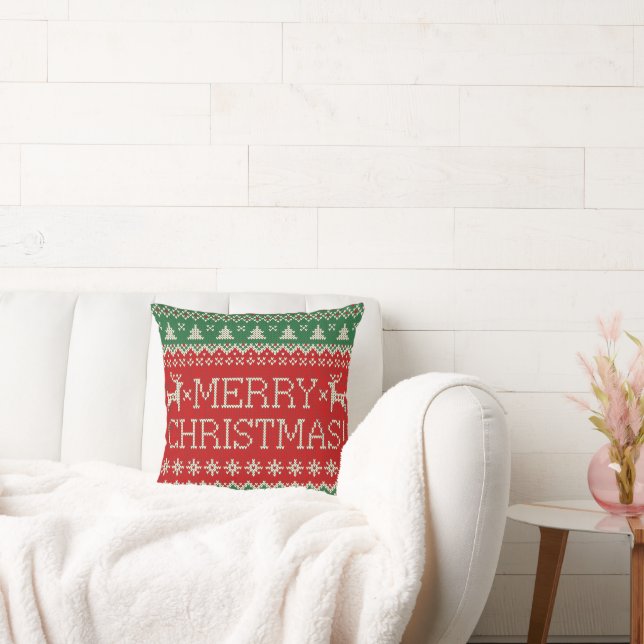 Christmas Reindeer Ugly Sweater     Cushion (Couch)