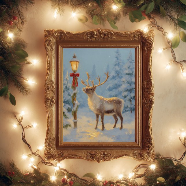 Christmas Reindeer Under the Lamp Light Poster (Creator Uploaded)