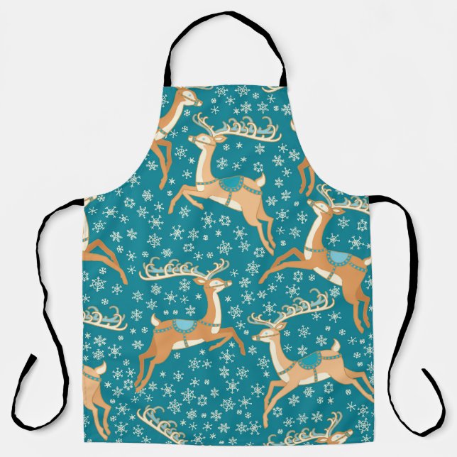 Christmas Reindeer: Vintage Seamless Pattern. Apron (Front)