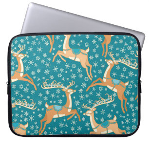 Christmas Reindeer: Vintage Seamless Pattern. Laptop Sleeve