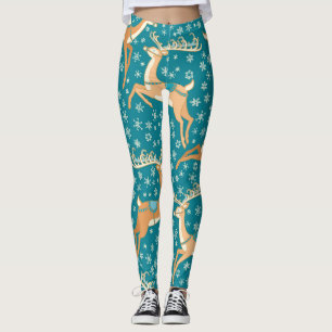Christmas Reindeer: Vintage Seamless Pattern. Leggings