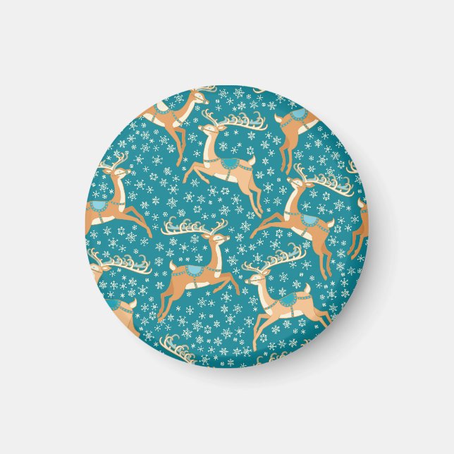 Christmas Reindeer: Vintage Seamless Pattern. Magnet (Front)