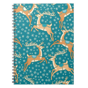 Christmas Reindeer: Vintage Seamless Pattern. Notebook