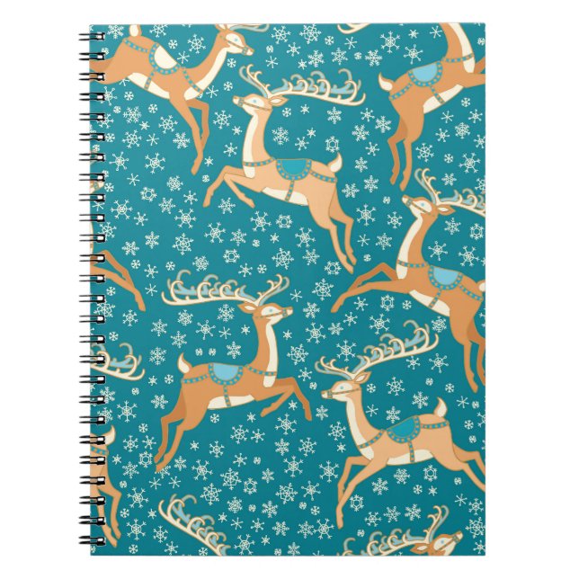 Christmas Reindeer: Vintage Seamless Pattern. Notebook (Front)