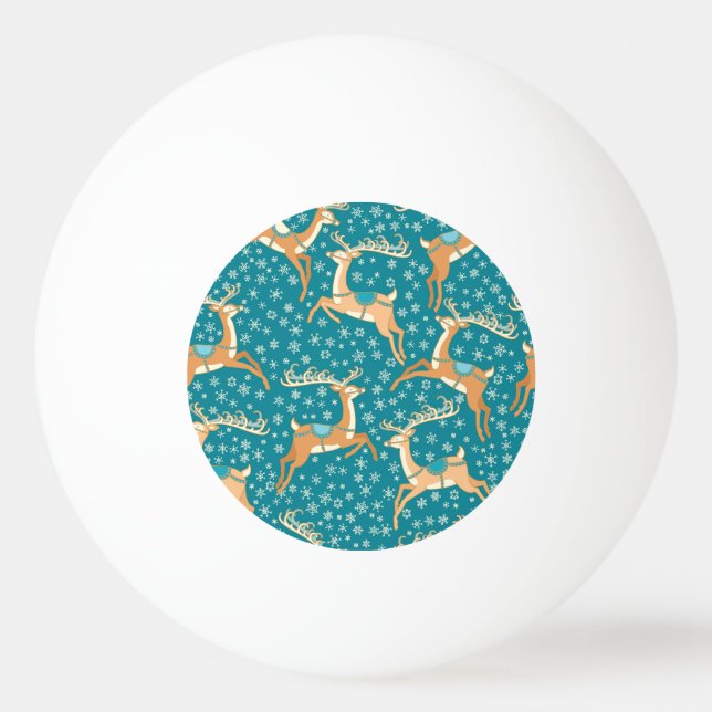 Christmas Reindeer: Vintage Seamless Pattern. Ping Pong Ball (Front)