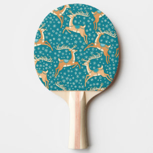 Christmas Reindeer: Vintage Seamless Pattern. Ping Pong Paddle