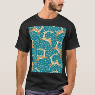 Christmas Reindeer: Vintage Seamless Pattern. T-Shirt