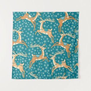Christmas Reindeer: Vintage Seamless Pattern. Tapestry
