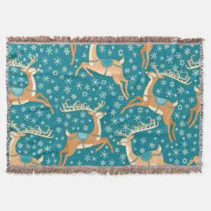 Christmas Reindeer: Vintage Seamless Pattern. Throw Blanket