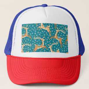 Christmas Reindeer: Vintage Seamless Pattern. Trucker Hat