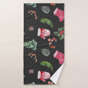 Christmas Reindeer: Watercolor Seamless Pattern Bath Towel