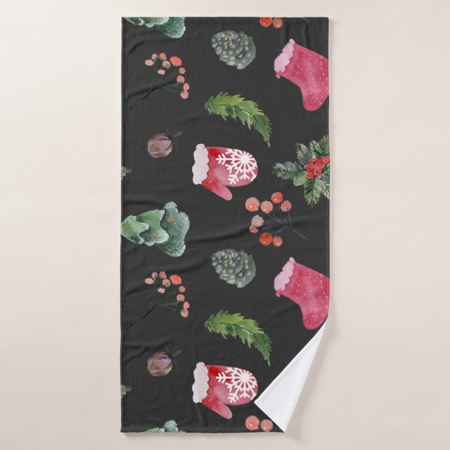 Christmas Reindeer: Watercolor Seamless Pattern Bath Towel (Bath Towel)