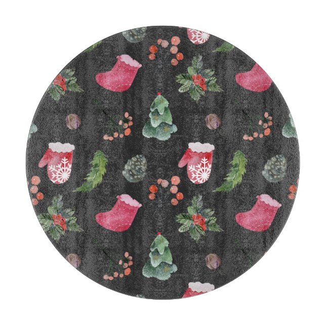 Christmas Reindeer: Watercolor Seamless Pattern Cutting Board (Front)