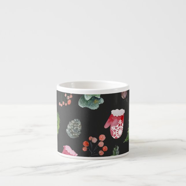Christmas Reindeer: Watercolor Seamless Pattern Espresso Cup (Front)