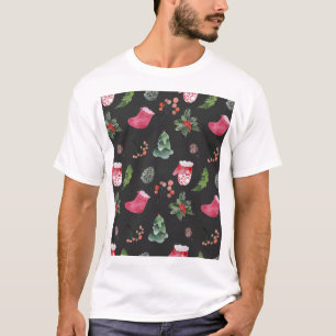 Christmas Reindeer: Watercolor Seamless Pattern T-Shirt