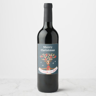 Christmas Reindeer Wine Label