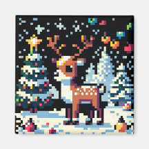 Christmas Reindeer Winter Wonderland Pixel Art