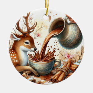 Christmas reindeer with chocolate ceramic tree decoration