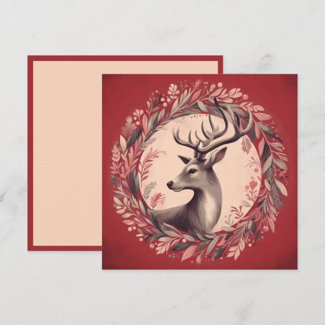 Christmas Reindeer with Holiday Wreath (Front/Back)