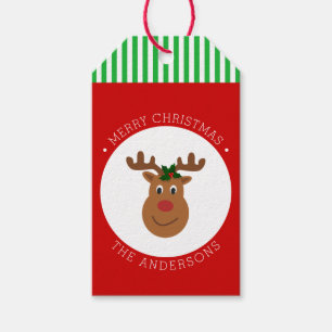 Christmas Reindeer with Holly Gift Tags