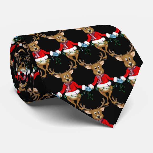 Christmas reindeer with light string tie (Rolled)