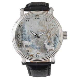 Christmas Reindeer with Snowflakes Watch