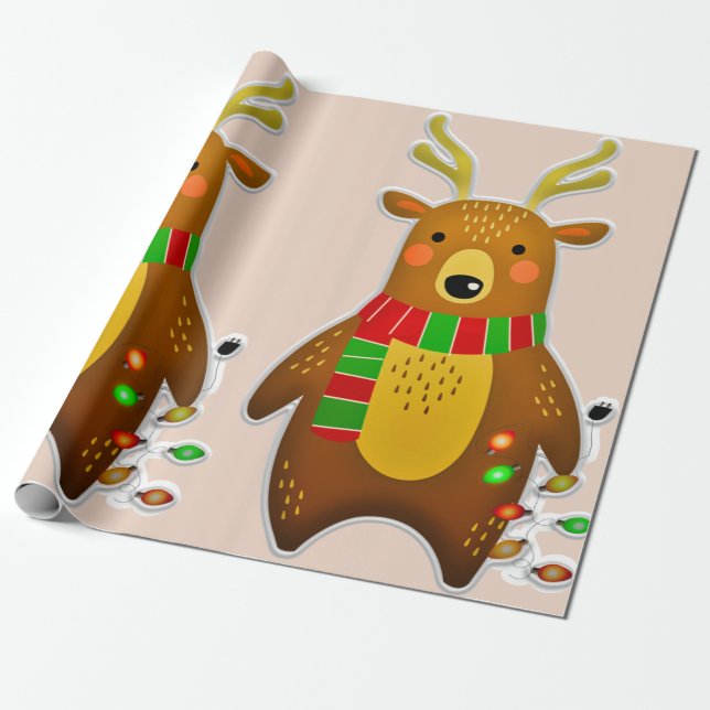 christmas reindeer wrapping paper (Unrolled)